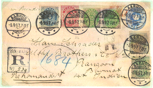 Only known letter from Denmark to Burma before 1900
