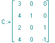 C := matrix([[3, 0, 0], [4, 1, 0], [2, 0, 1], [4, 0, -1]])