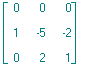 matrix([[0, 0, 0], [1, -5, -2], [0, 2, 1]])
